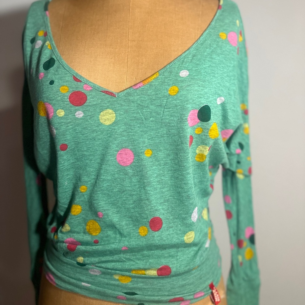 Miss Sixty Vintage polka dot v neck t shirt slight stretch